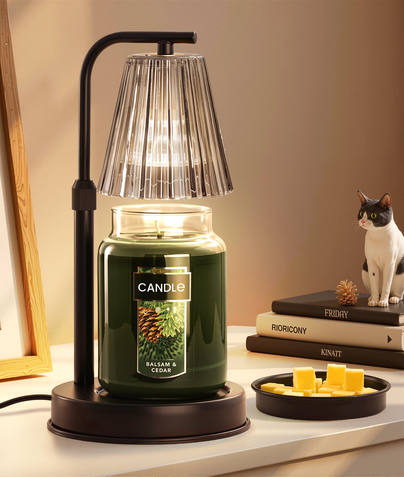 Candle Warmer Lamp with Timer for Yankee Candles, Black Wax Warmer with Dish for Wax Melts, House Warming Gifts New Home Kitchen Office Dorm Room Fall Decor, Birthday Gifts for Mom Women Men