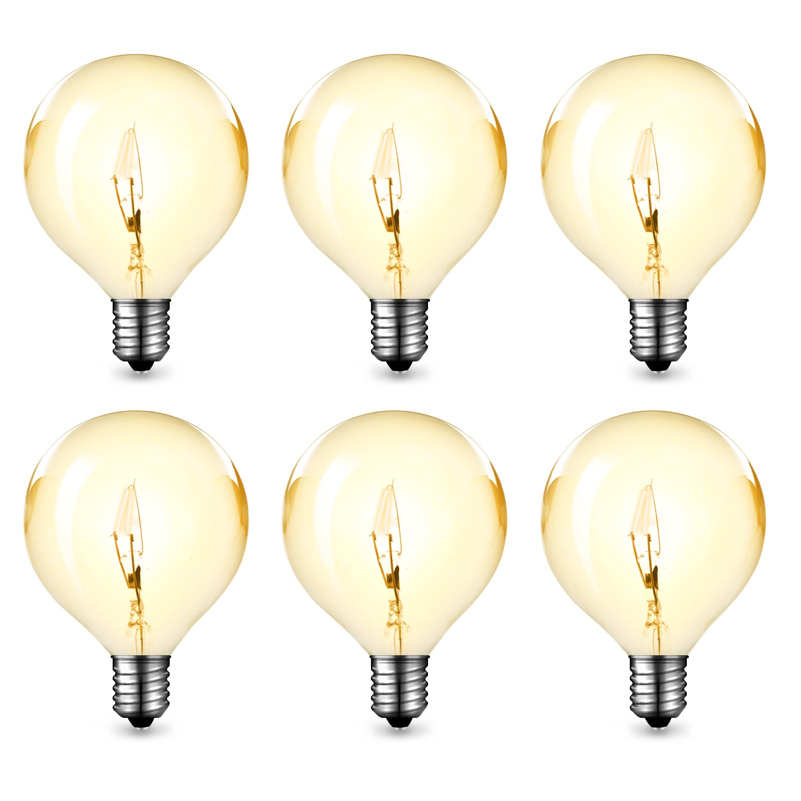 25 Watt Wax Warmer Bulbs, E12 Base G50/G16.5 Globe Bulbs, 4 Packs 120V