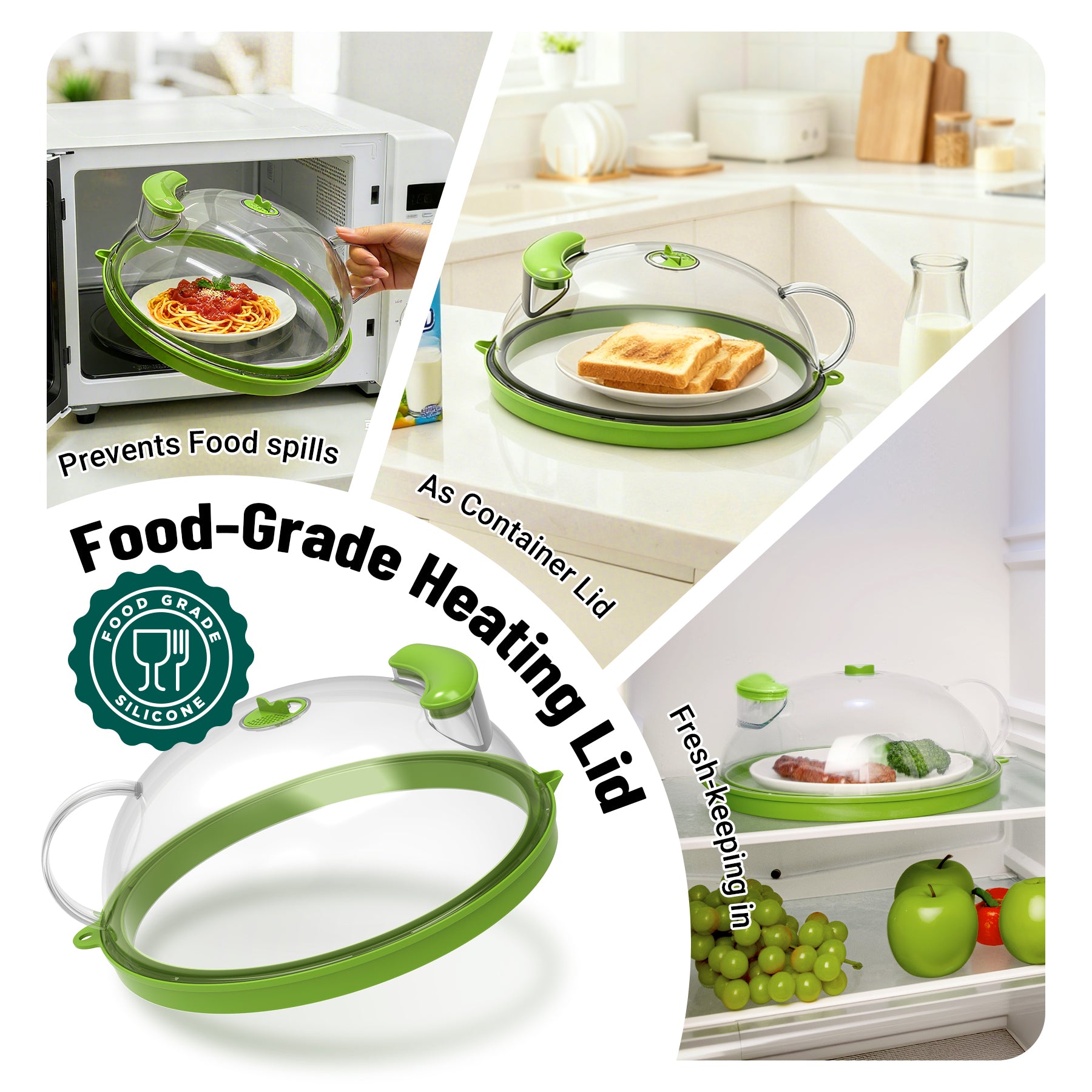 Microwave Splatter Cover with Water Steamer, Upgraded Microwave Cover for Food with Handle, Clear Plate Covers, Splatter Guard, Kitchen Essentials Gadgets, House Warming Gifts New Home, 10 Inch