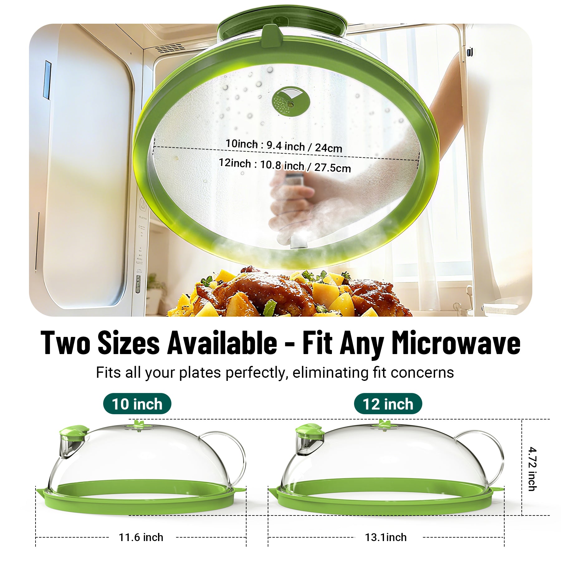 Microwave Splatter Cover with Water Steamer, Upgraded Microwave Cover for Food with Handle, Clear Plate Covers, Splatter Guard, Kitchen Essentials Gadgets, House Warming Gifts New Home, 10 Inch