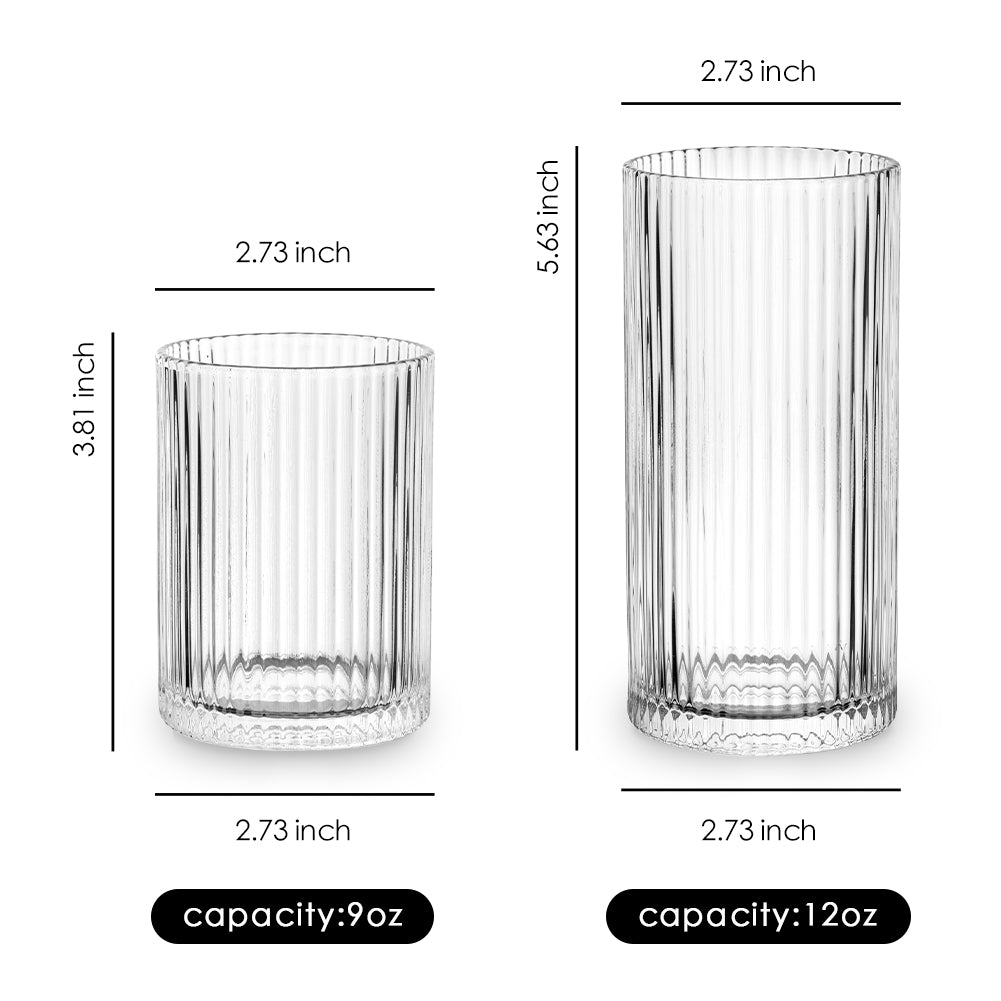 1/4pcs Tall Drinking Glasses Cup Vintage Glassware Crystal