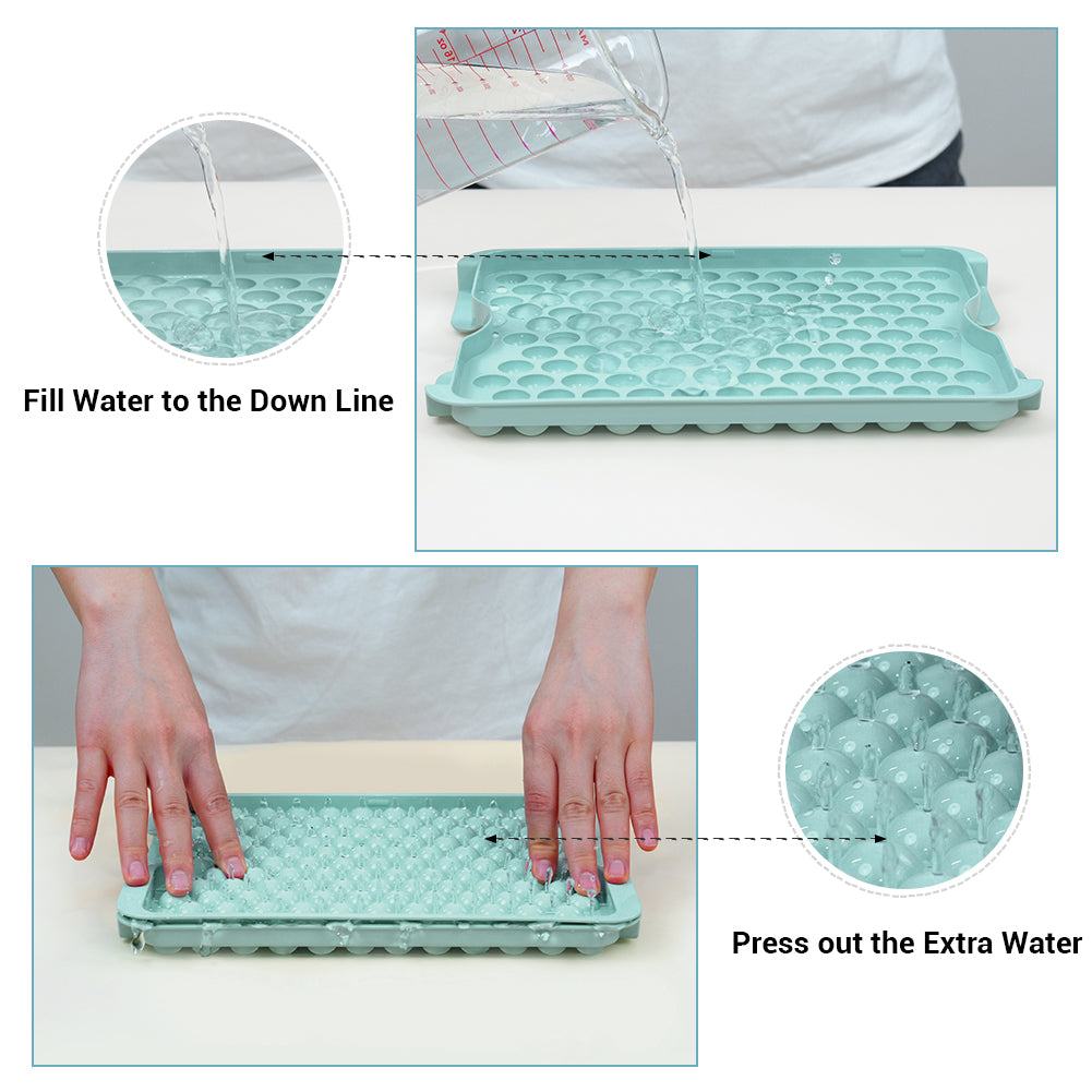 Press Ice Cube Tray For Home Freezer With Lid, Silicone Ice Mold