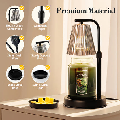 Candle Warmer Lamp with Timer for Yankee Candles, Black Wax Warmer with Dish for Wax Melts, House Warming Gifts New Home Kitchen Office Dorm Room Fall Decor, Birthday Gifts for Mom Women Men