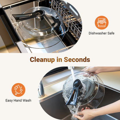 Glass Microwave Splatter Cover, Microwave Cover for Food with Standup Handle, Dishwasher Safe, Food Safe, Clear Microwave Plate Splatter Guard Lid with Vent Hole, House Essentials for Gift, 9.5inch