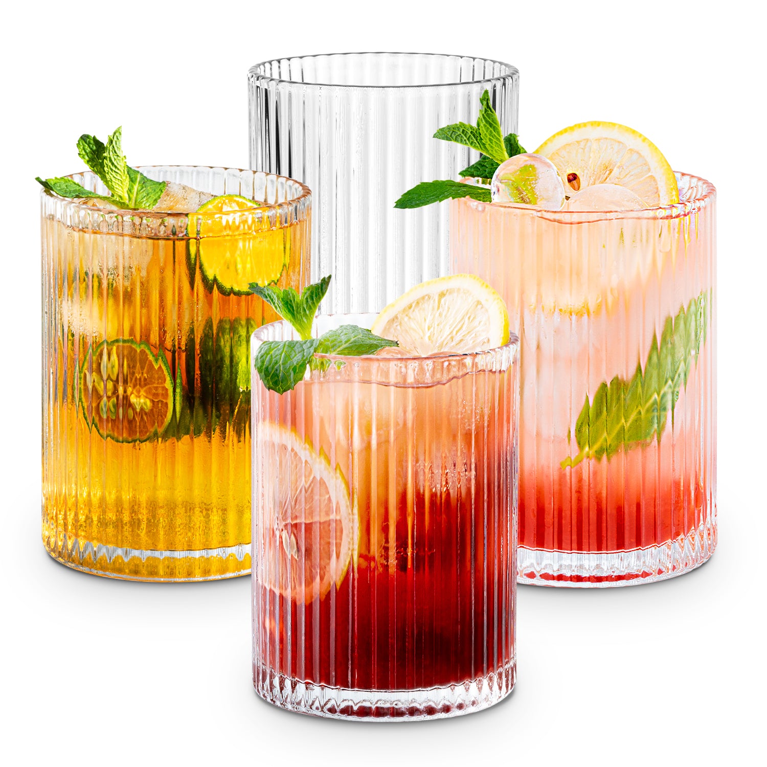 Combler Ribbed Glass Cups with Glass Straws, 11oz Drinking Glasses Set of  8, Ribbed Glassware Sets f…See more Combler Ribbed Glass Cups with Glass