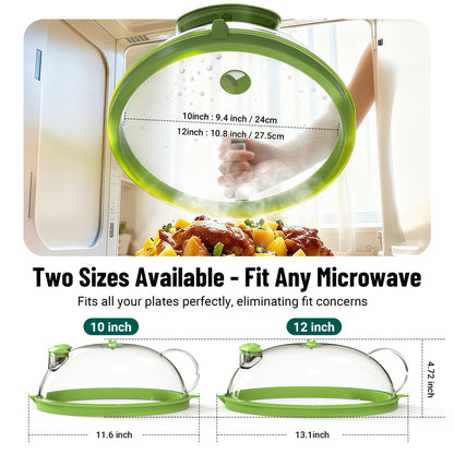 Microwave Splatter Cover with Water Steamer, Upgraded Microwave Cover for Food with Handle, Clear Plate Covers, Splatter Guard, Kitchen Essentials Gadgets, House Warming Gifts New Home, 10 Inch